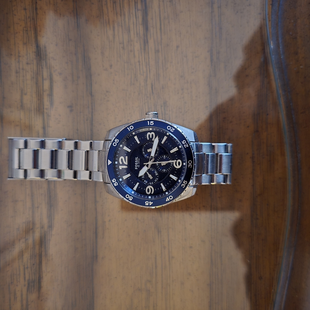 Silver and Black Watch with Metal Band